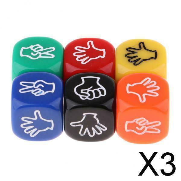 3X 6x Rock Paper Scissors Dice Six Color Finger-Guessing Game Dice for Kids