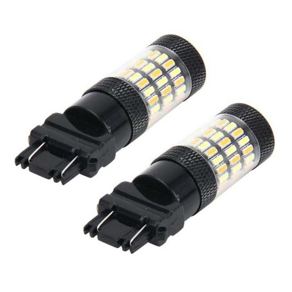 2 Pieces 3157-4014-60SMD LED Turn Signal Fog Driving Light Bulbs Amber+White