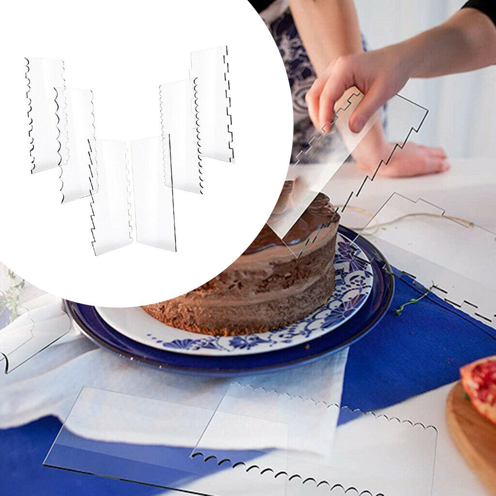 6pcs Cake Scraper Cake Edge Trim Smoother Smear Contour Comb for Bakery