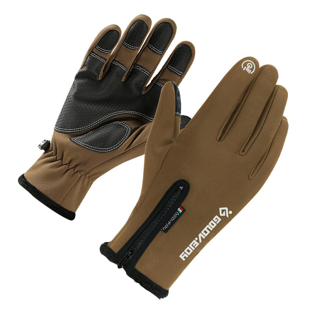Waterproof Bike Full Finger Gloves Touch Screen Gloves Brown Cycling Hunting