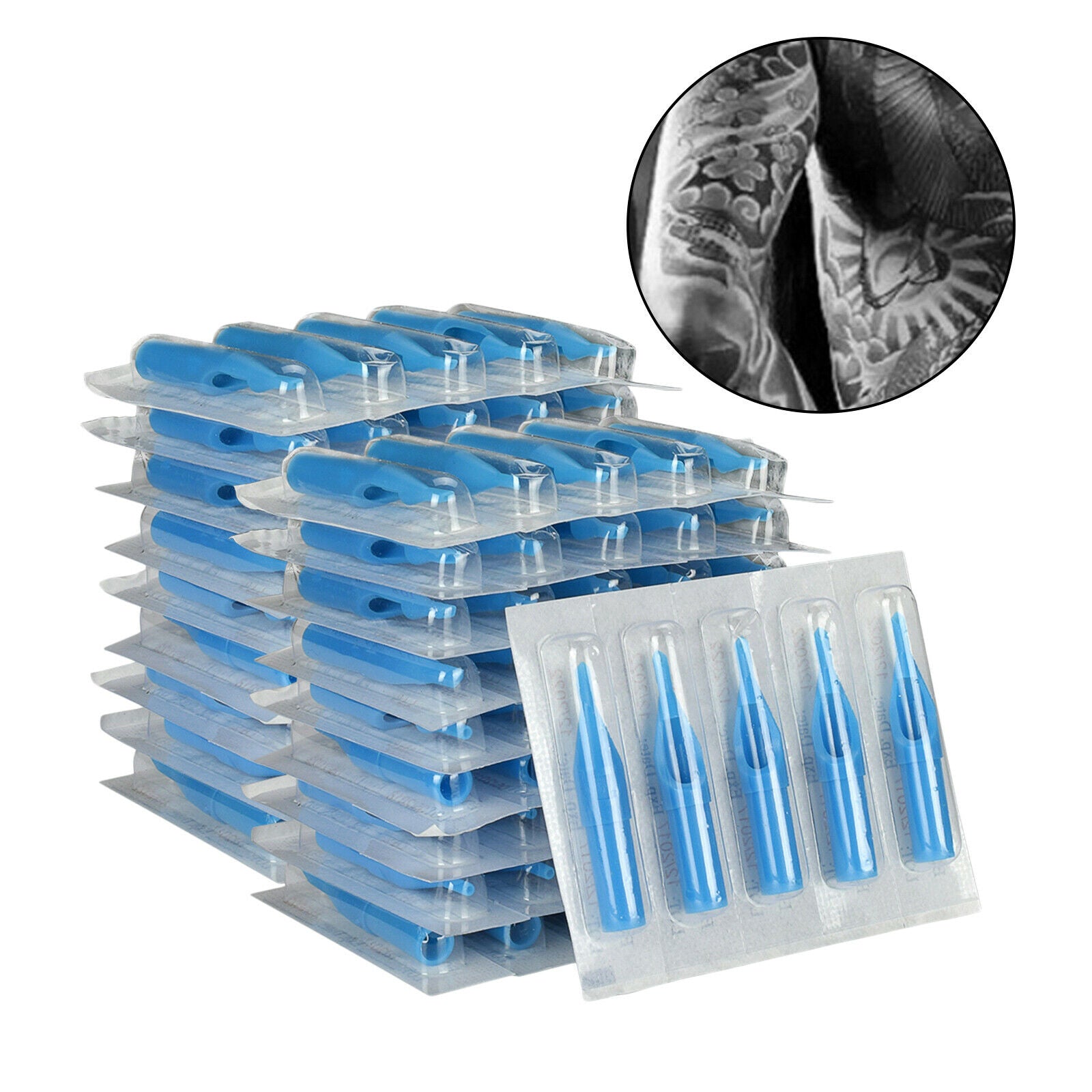 100 X Tattoo Tips Assorted for 3RL 7RL 7RS 9RS Tattoo Needles Round Flat