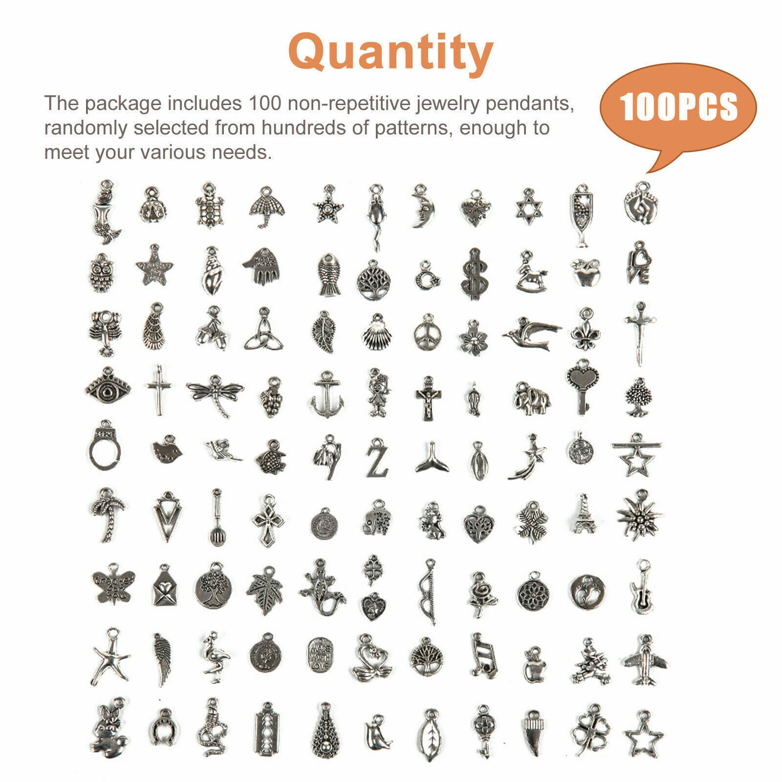 100x Mixed Charms Jewelry Making Pendant Clasp Bracelets Necklace DIY Craft Tool