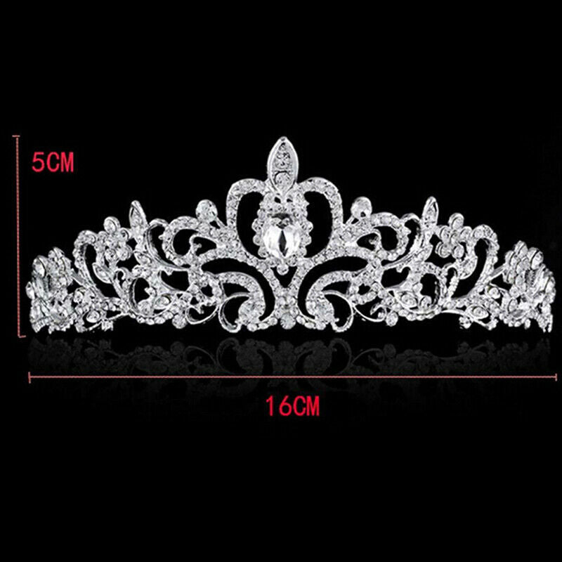 Women Girls Elegant Wedding Bride Crown Headwear Rhinestone Tiaras Cute Gift Ad