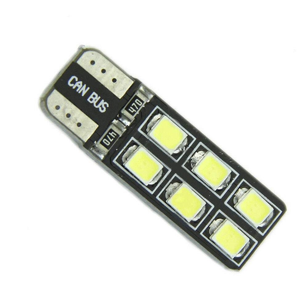 6pcs T10 194 168 2835 12SMD Car LED Canbus Error Free Door Map Light Bulb White