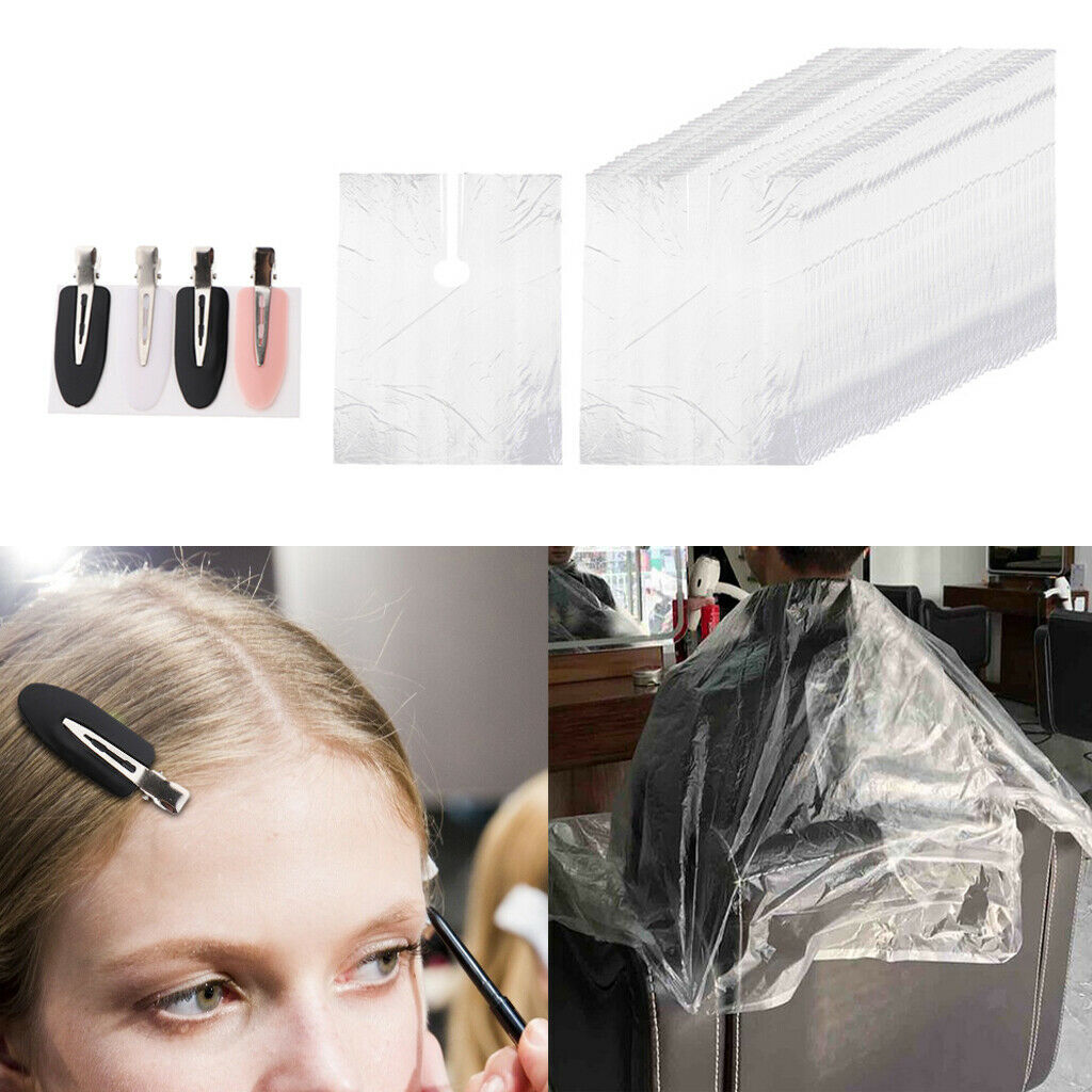 200Pcs Disposable Hair Cutting Capes DIY Hair Styling Apron w/ 4pc Hair Clip