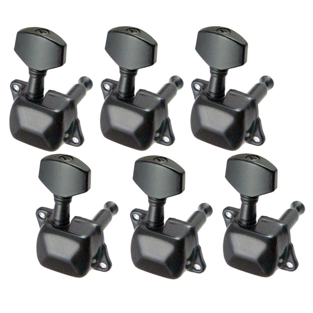 6pcs Iron Electric Guitar Tuning Wrenches Semi-Closed Tuning Pegs 6R Black