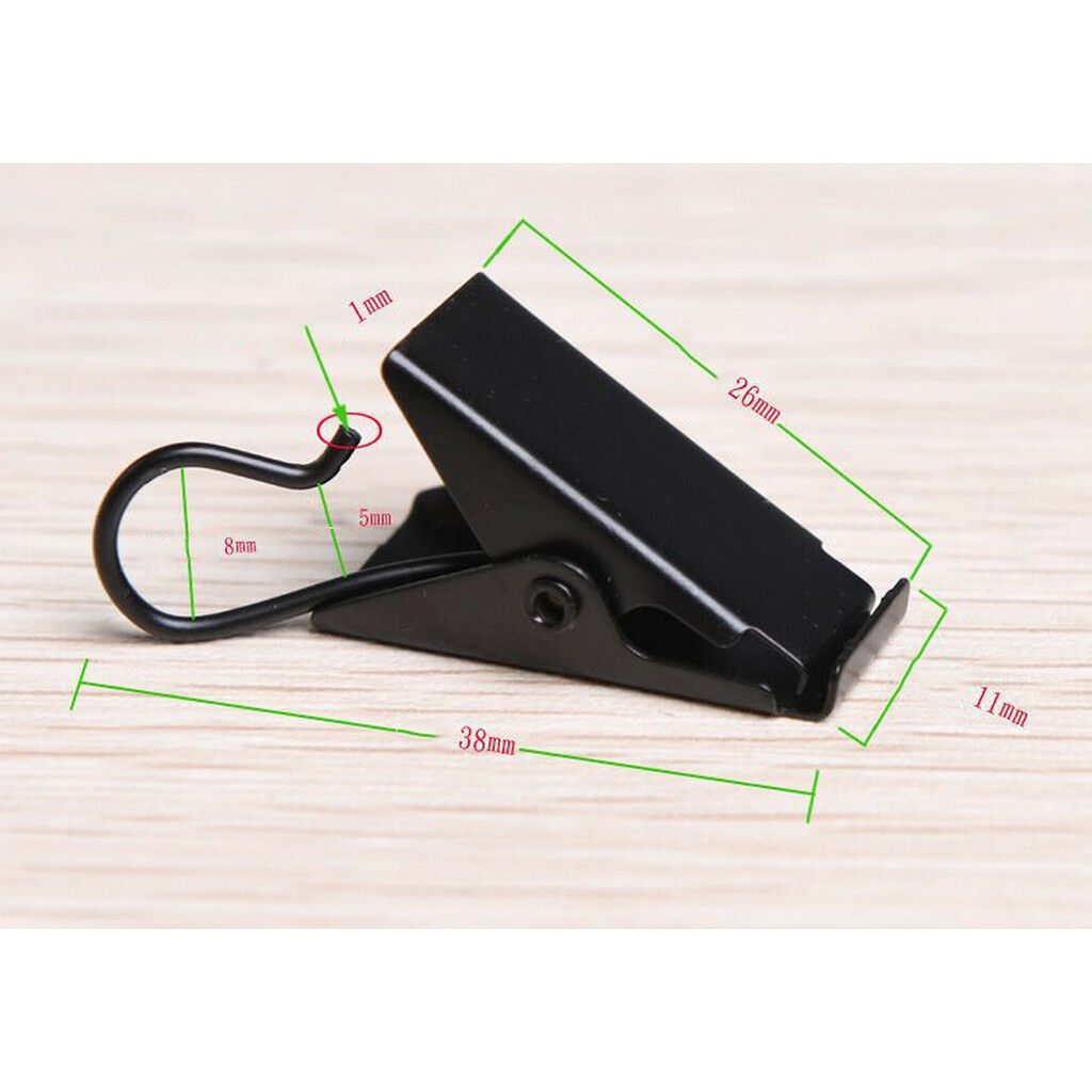 10Pcs Metal Curtain Clip w/ Hook Hanger for Blinds Drape Valance 38mm Black