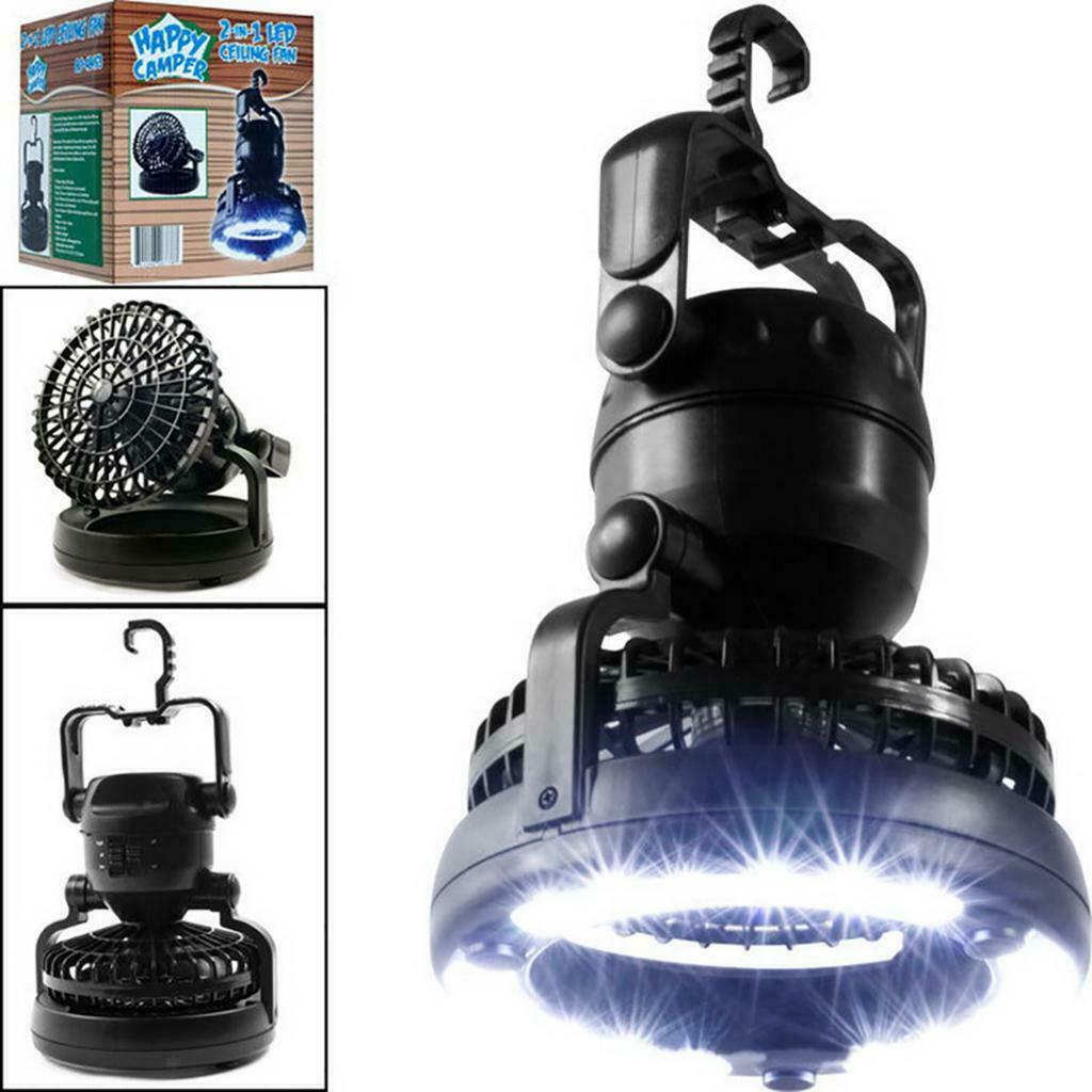 Foldable LED Camping Lantern w / Ceiling Fan for Hiking Fishing Tent Emergencies