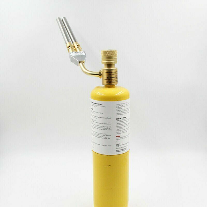 Double Blow Torch Mapp Gas Turbo Torch Brazing Solder Propane Welding Plumbing F