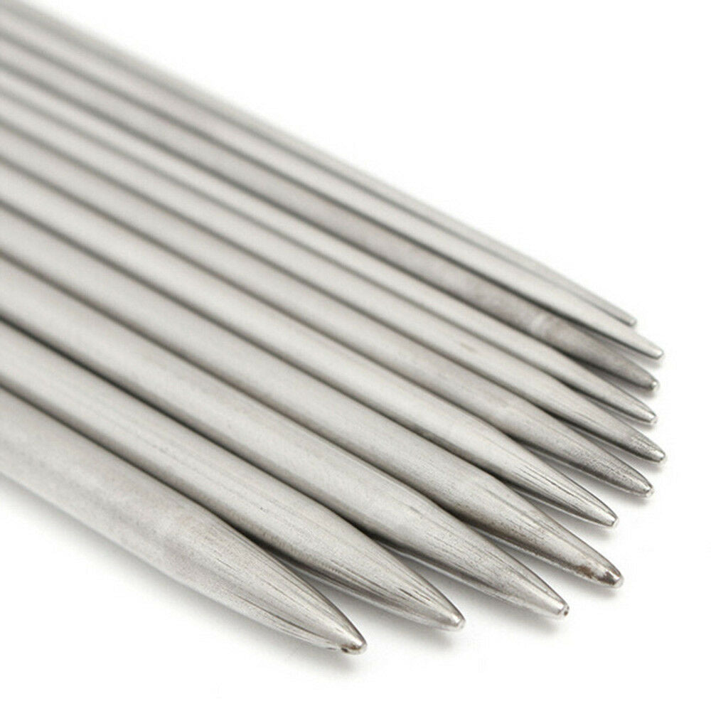 55pc 20cm Stainless Steel Dual Point Straight Sweater DIY Knitting Needle Set#ur