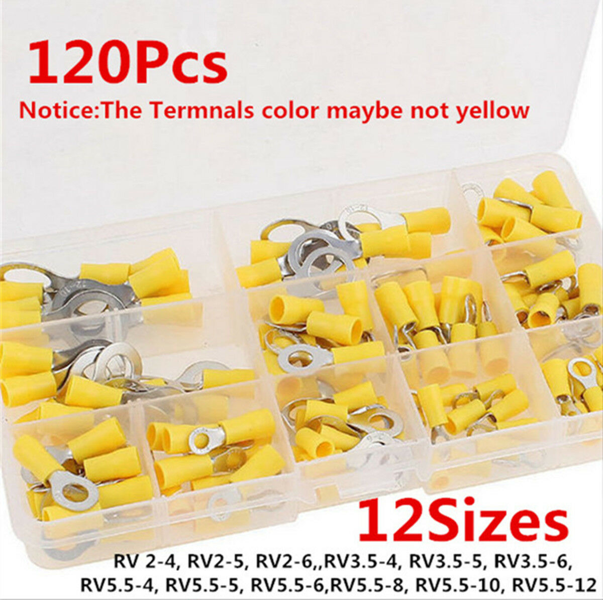 120pcs Insulated Terminal Assorted Set Electrical Wire Connectors Crimp Terminal