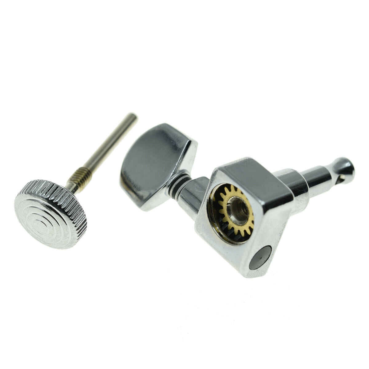 Chrome 6 Inline 2 Pin Locking Tuning Keys Pegs Tuners Fits USA Fender Strat Tele