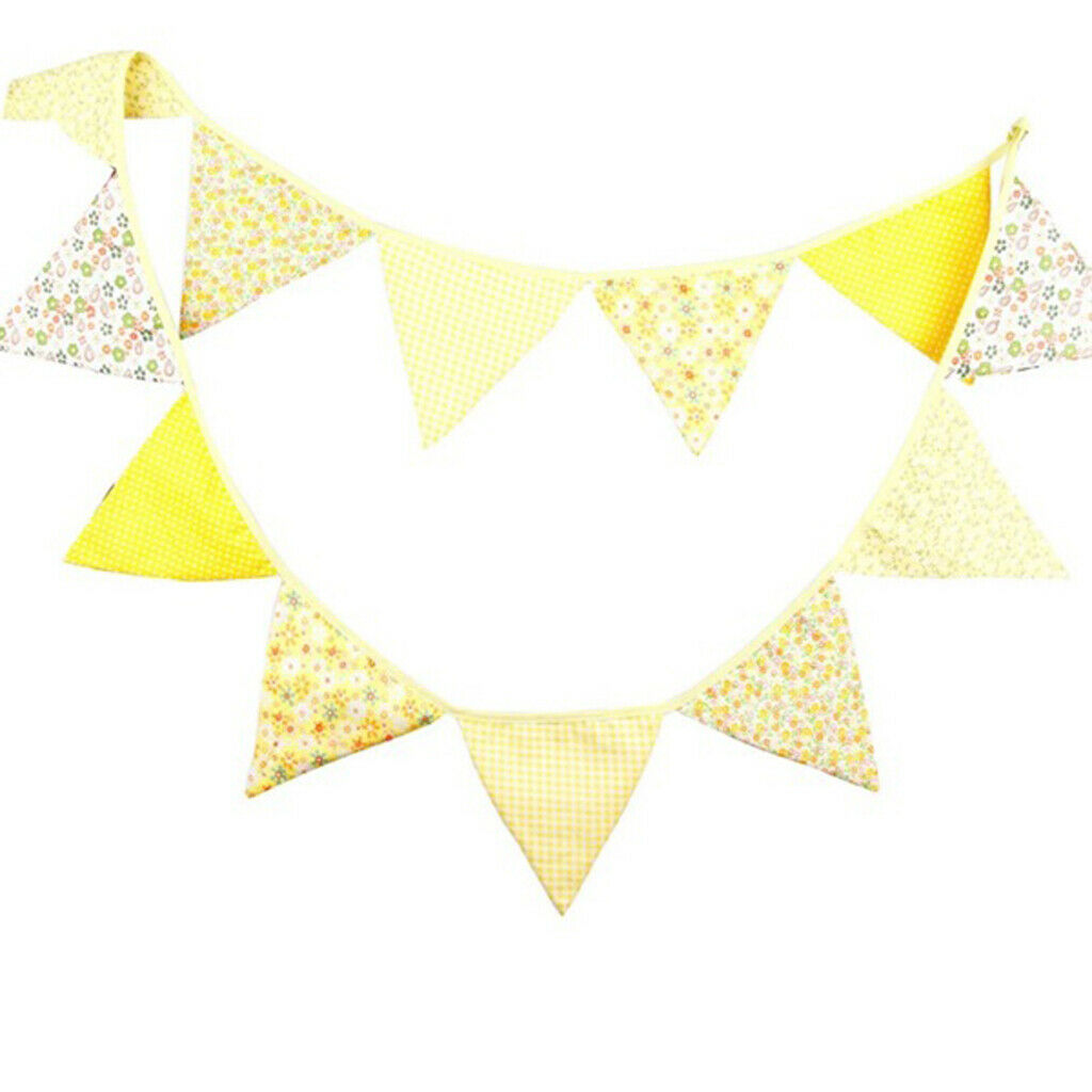 Triangle Bunting Banner w/12 Flag Photography Prop Party Decor Yellow 3.2m