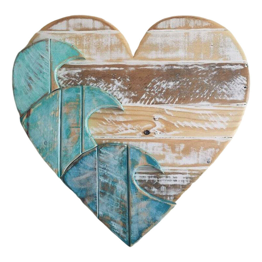 1pc Nordic Style Wooden Heart Shape Hanging Pendant 40x40cm Home Decor
