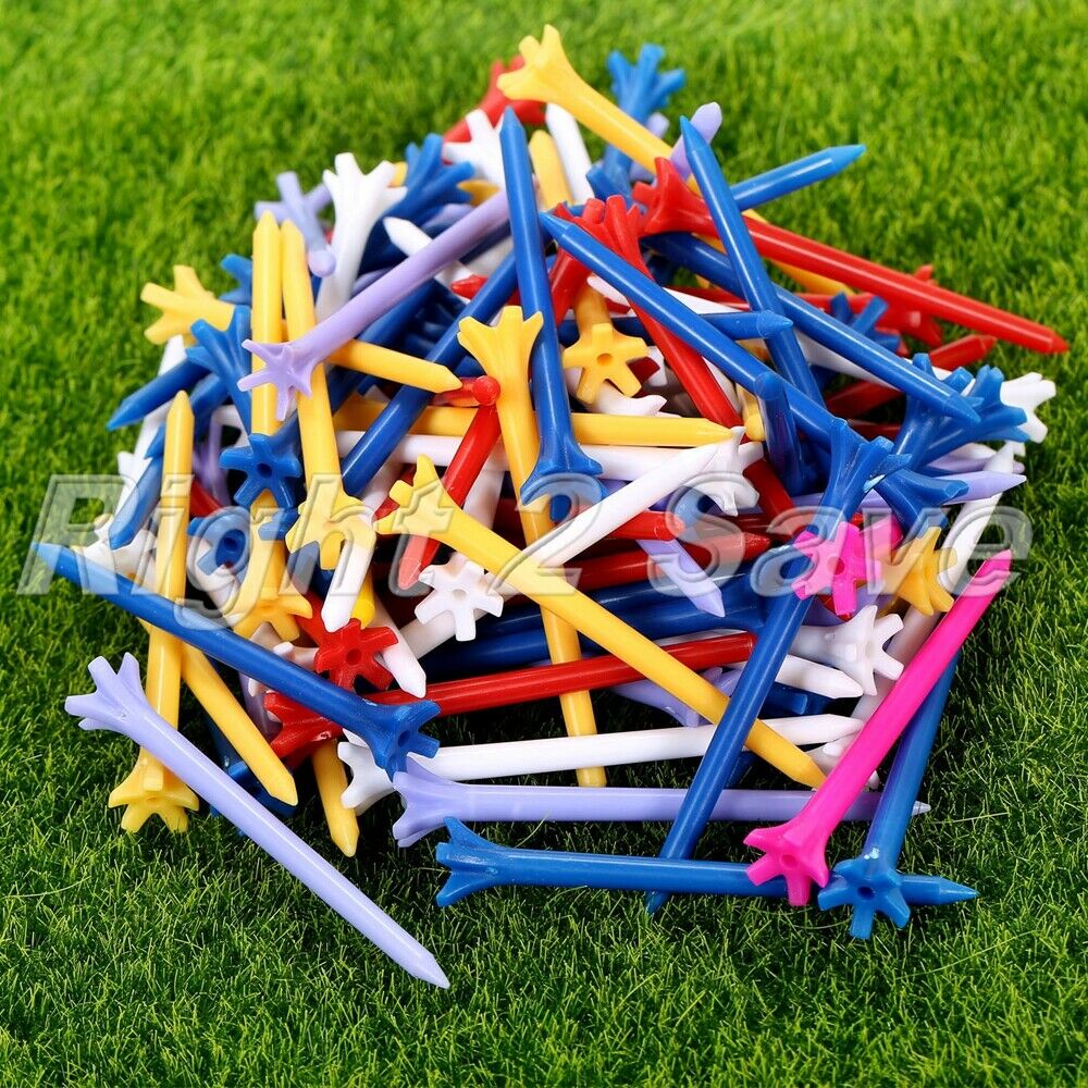 100Pcs 70mm Zero Friction 5 Prong Assorted Color Plastic Golf Tees Tool Practice