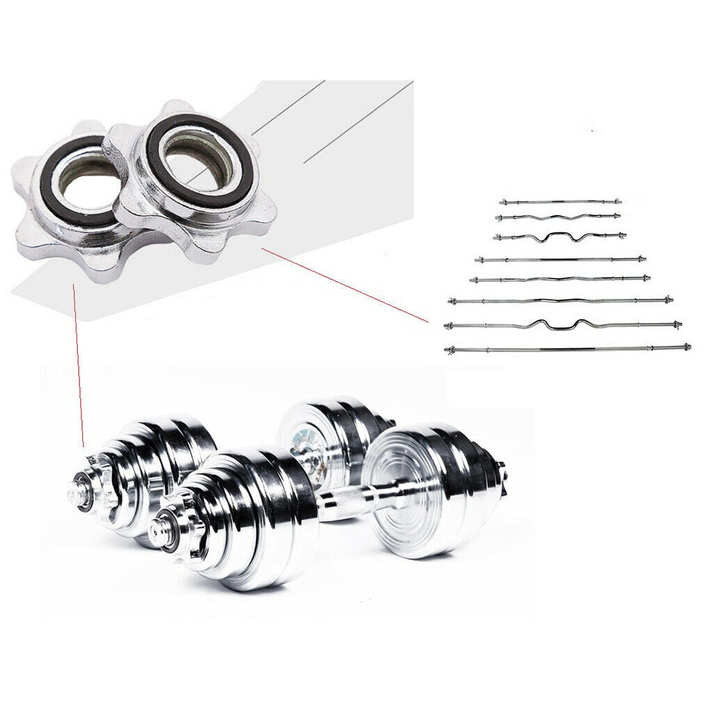 4x 1'' Dumbbell  Lock 2.5cm Barbell Hex Nut Rod Collar Hardware Strength