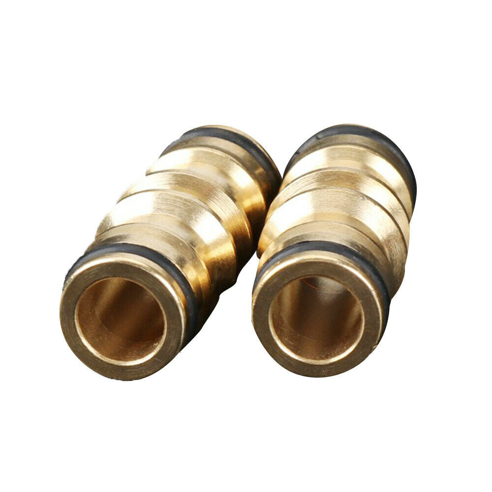 2-Way Copper Nipple Straight Connector Garden Water Hose Repair Quick Connector