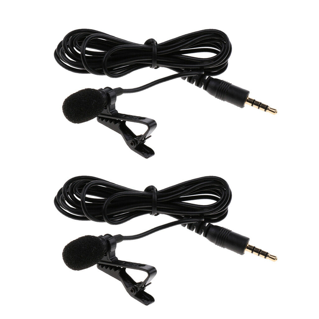 2x Omnidirectional 3.5mm Lavalier Tie Clip Tie Clip for Smartphone