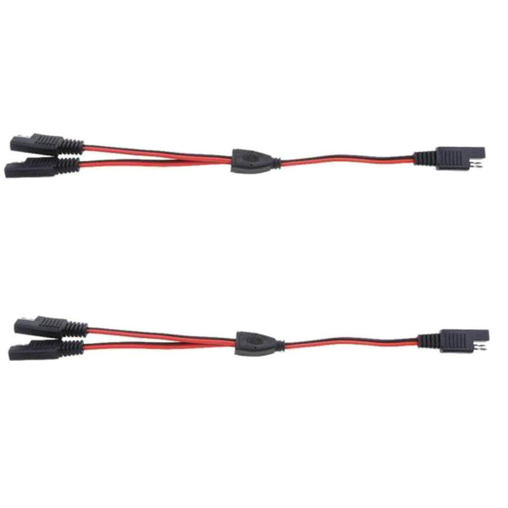 2Pcs Solar Battery Adapter Cables 18AWG 3 Way SAE Extension Y Splitter Cord