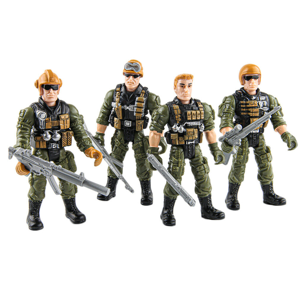 4pcs/set Army Marine Corps Soldier Miniatures Dioramas Gift for Kids Adults