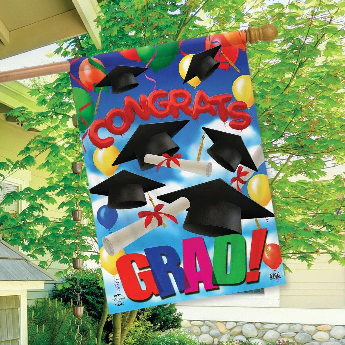 Congrats Graduation House Flag Celebration Graduate 28" x 40" Briarwood Lane