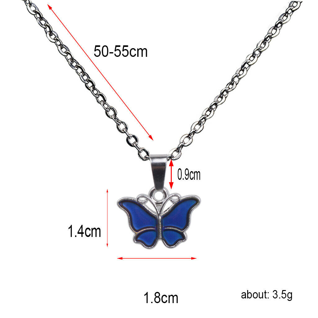 10 Pieces Butterfly Pendant Mood Color Change Pendant Necklace