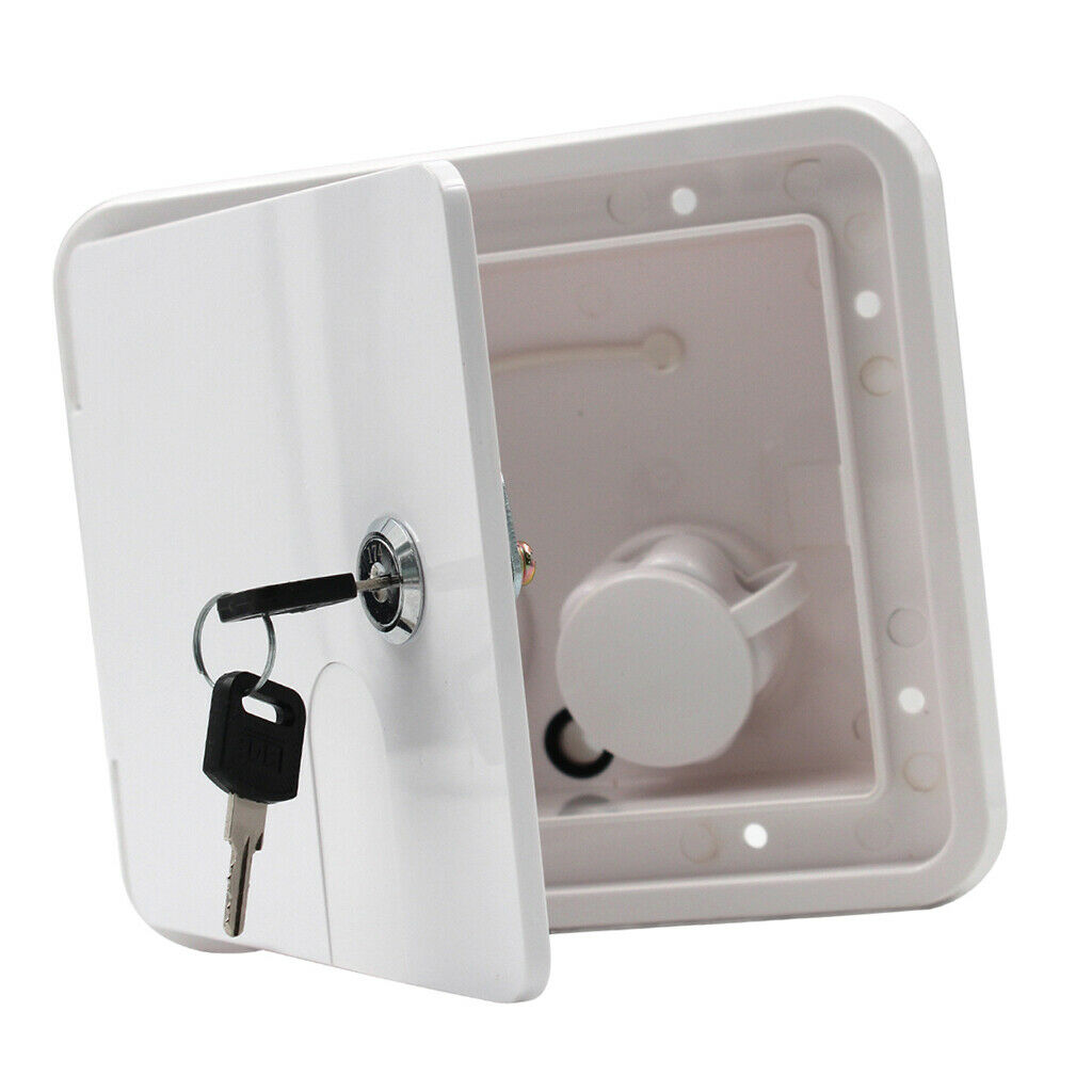 Gravity/City Water Inlet Hatch w/ Keys for RV (White #2)