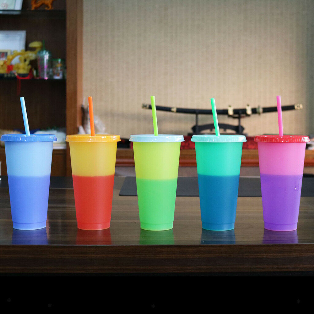 Color Changing Cups Plastic Cold Beverage Cups Mugs Summer Coffee Tumblers