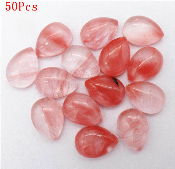 50Pcs 14x10x6mm Wholesale Red Cherry Quartz Teardrop Cab Cabochon DIY HH7260