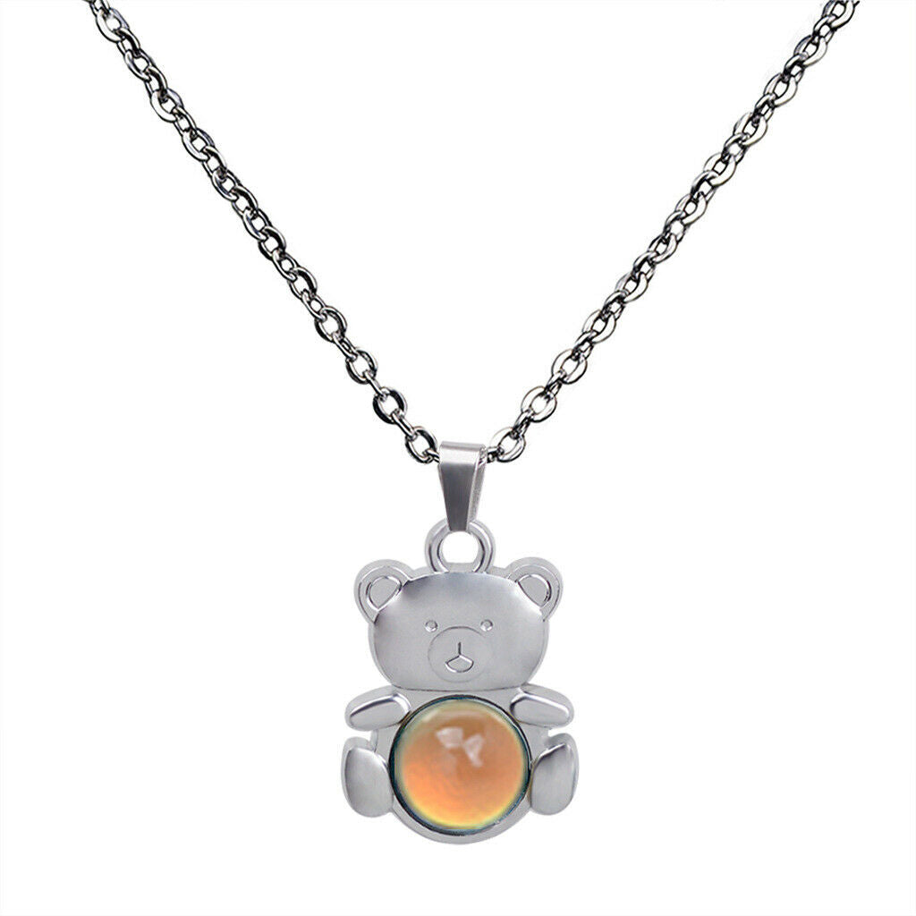 Charm Color-changing Mood Necklace Bear-shaped Pendant Women Banquet Jewelry