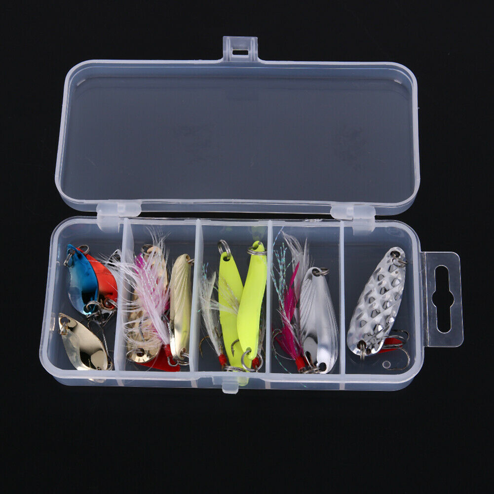 10pcs Metal Fishing Lures Tackle with 6 Single Hook and 4 Treble Hook Lures @