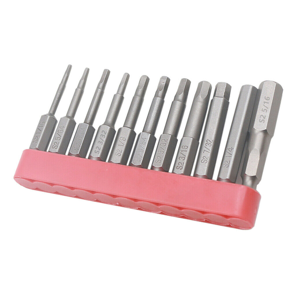 11Pcs British System Inner Hexagon Steel Wind Screwdriver Bits Set with Base