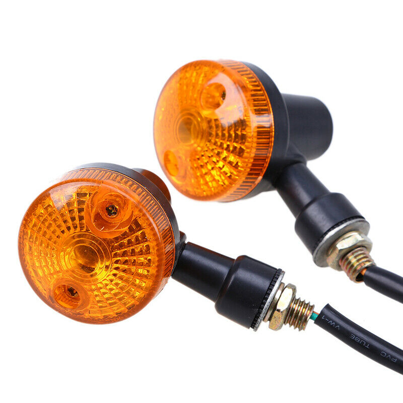 2PCS Motorcycle Turn Signal Lights Indicators Blinker Amber Lamp Universal Fit