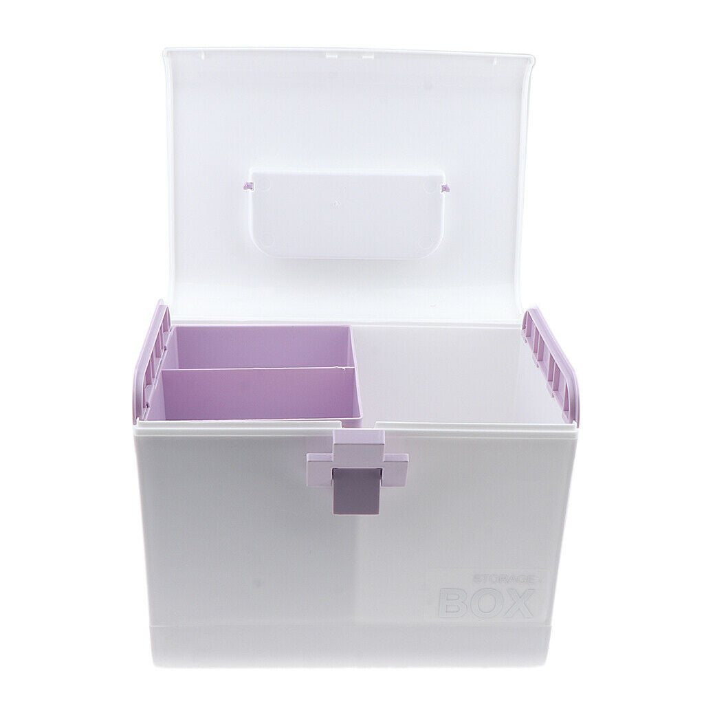 Multi-Use Medicine Art Supplies Organizer Box Makeup Storage Case Purple