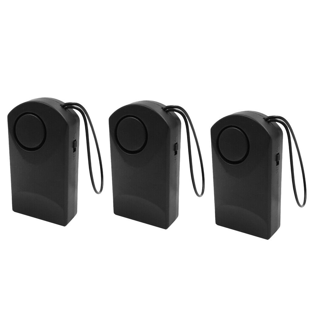 3xDoor Handle/Knob Alarm Intruder Alert Alarm Door Open Entry Detector Black