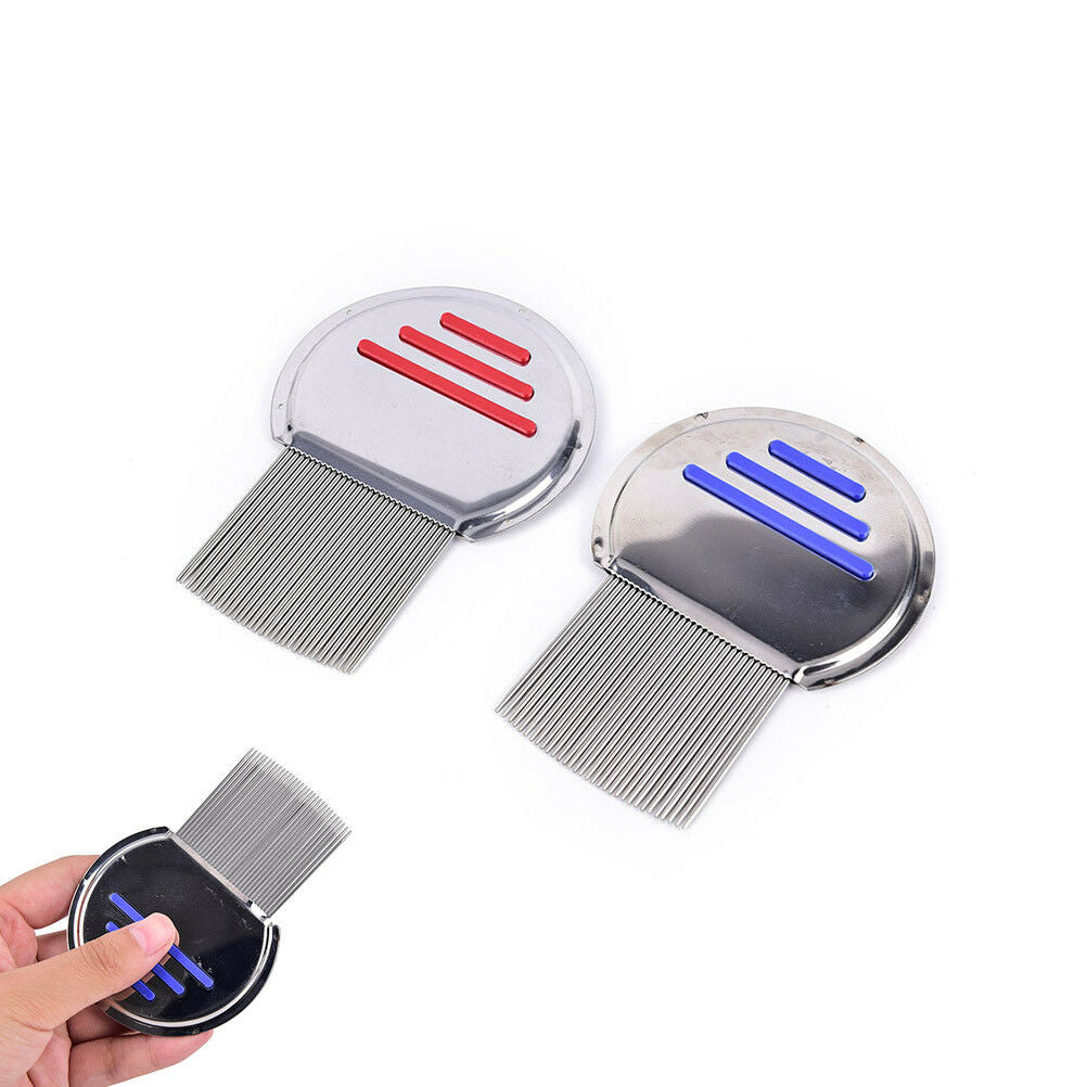 2 Colors Lice Nit Comb Get Down Removal Stainless Steel Metal Head and Tee J Fx
