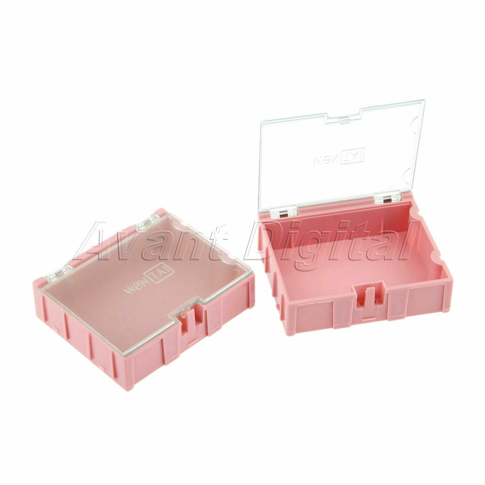 Brand New 2Pcs Pink Anti-Static Part Storage Electronic SMT SMD Component Box