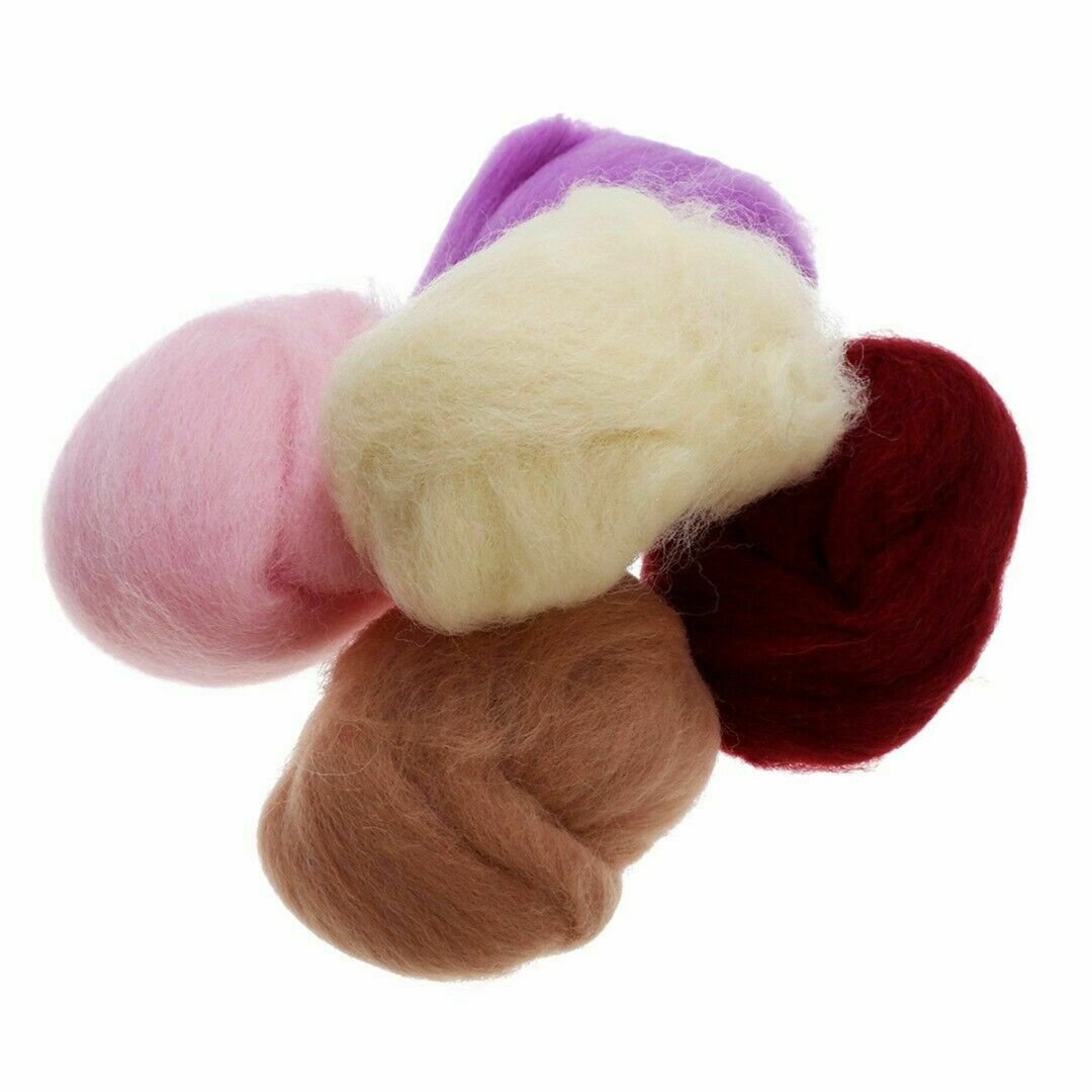 Merino Wool Fibre Roving For Needle Felting Hand DIY Craft 5g 17Colors