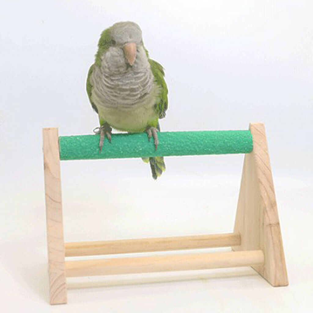 Pack 2 Wood Parrots Perch Tabletop Cage Bird Stand for Lovebirds Macaws