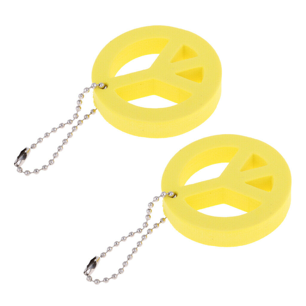 4X 2 Pieces Round Buoy EVA Floating Keychain Keyring Yachting Key Float Yellow