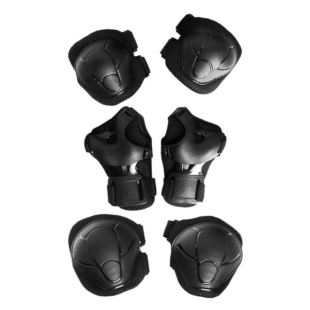 6 Kids/Youth Knee Pad Elbow Pads Helmet Guards for Cycling Skateboard Black