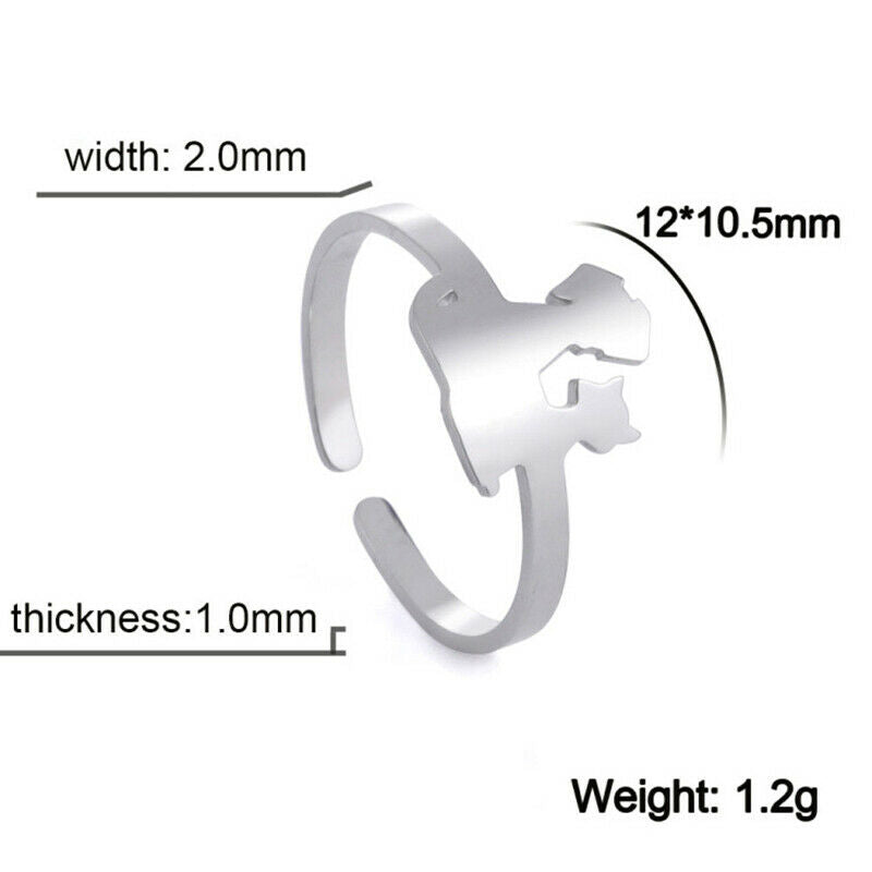 Cute cartoon niche design stainless steel steel color dog cat pattern open ring