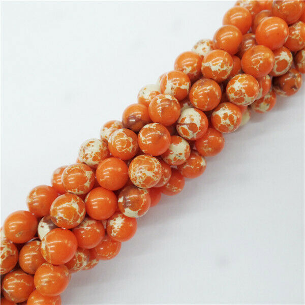 1 Strand 10mm Orange Sea Sediment Jasper Round Ball Loose Beads 15.5inch HH9071
