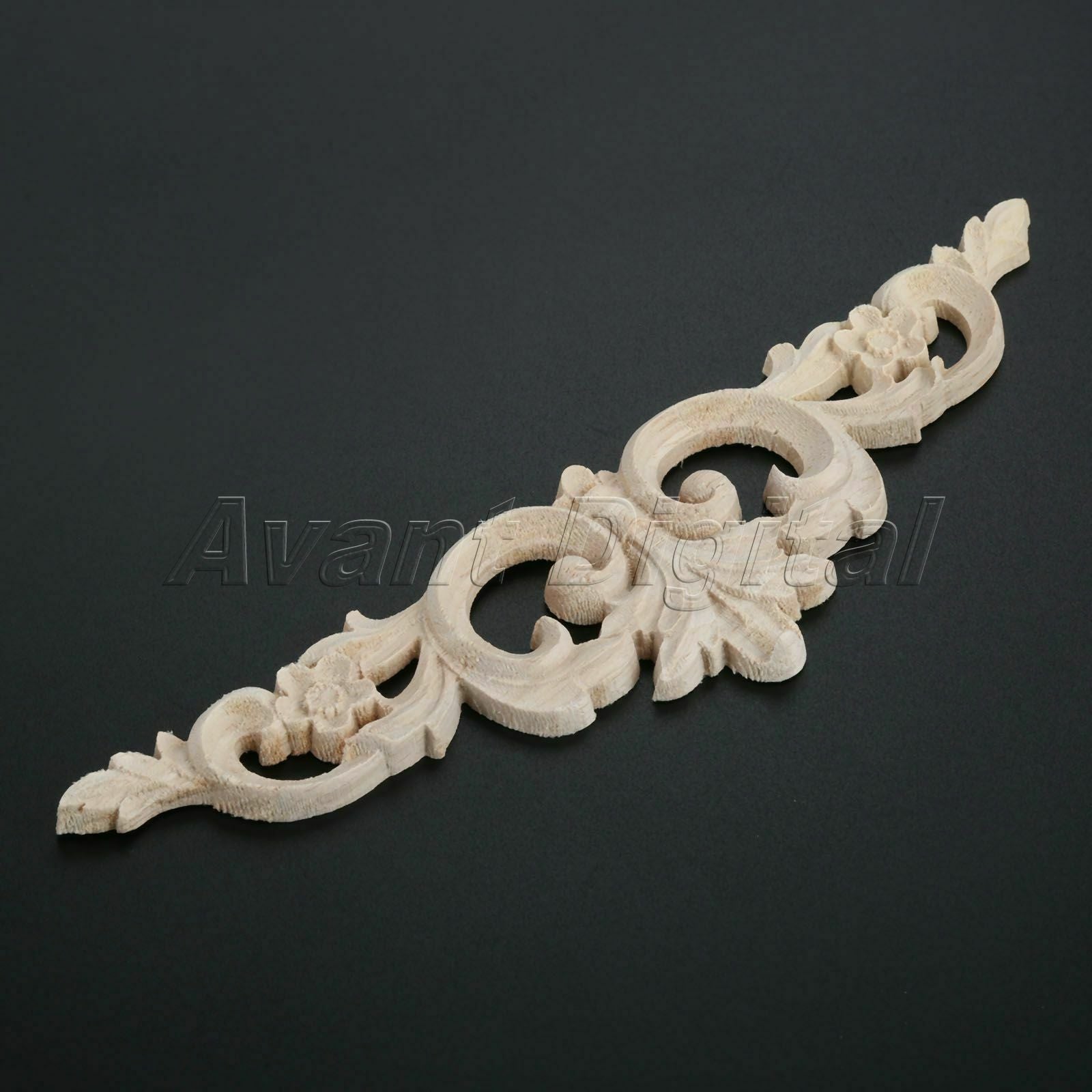 20*5cm European Style Wooden Carved Long Onlay Applique DIY Craft Decor Oak Wood