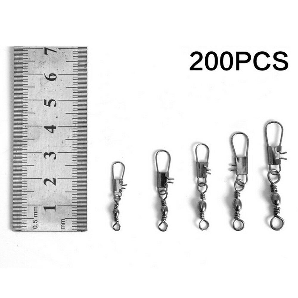 200Pcs Mini Hook Line Link Connector Swivels Coarse Sea Carp Fishing Tackle