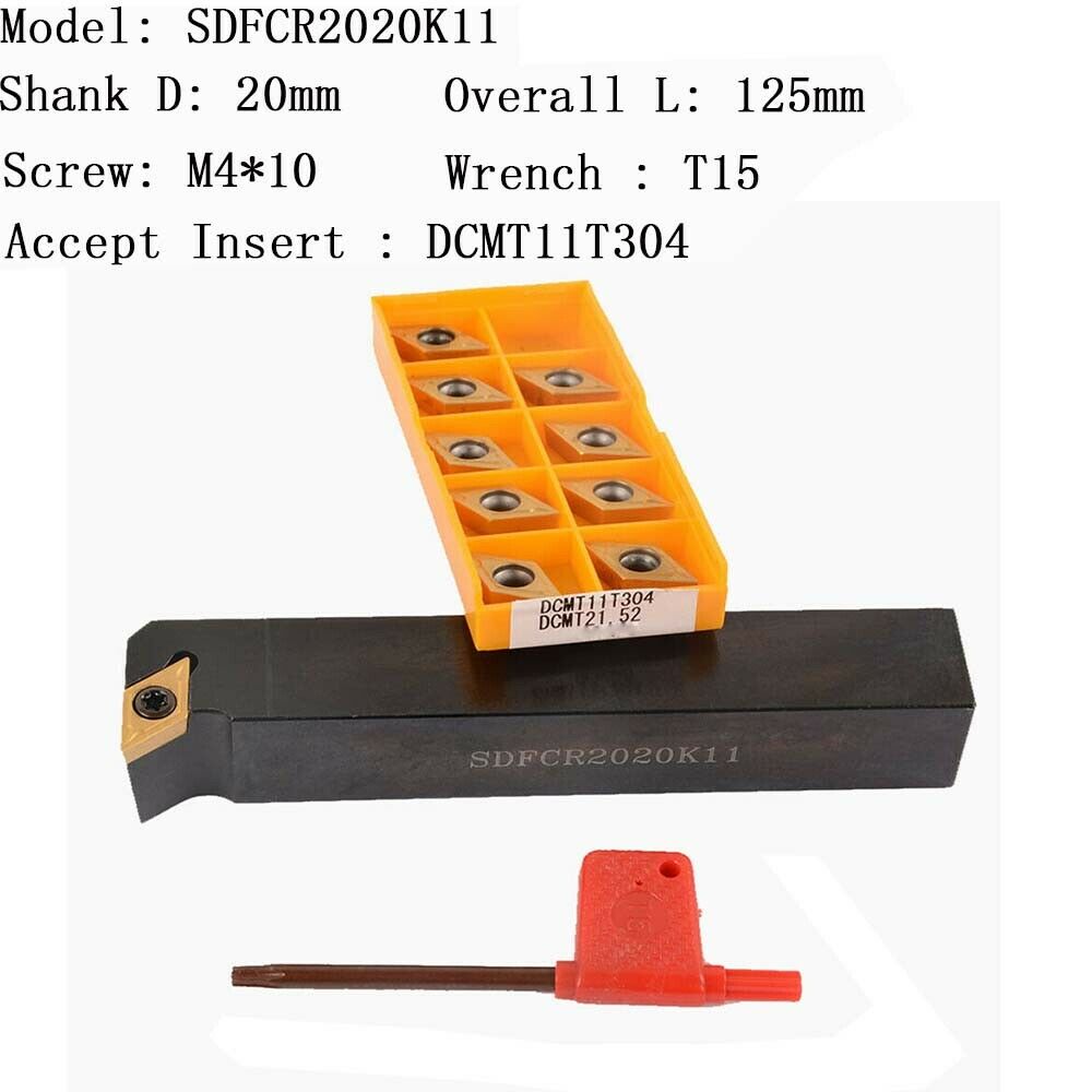 91° SDFCR2020K11 Lathe External Turning Tool Holder + DCMT11T304 BP010 inserts