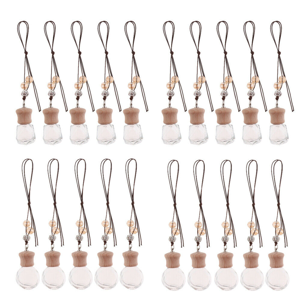 20Pack Empty Charm Car Hanging Perfume Bottle Essential Oil Bottle Pendant