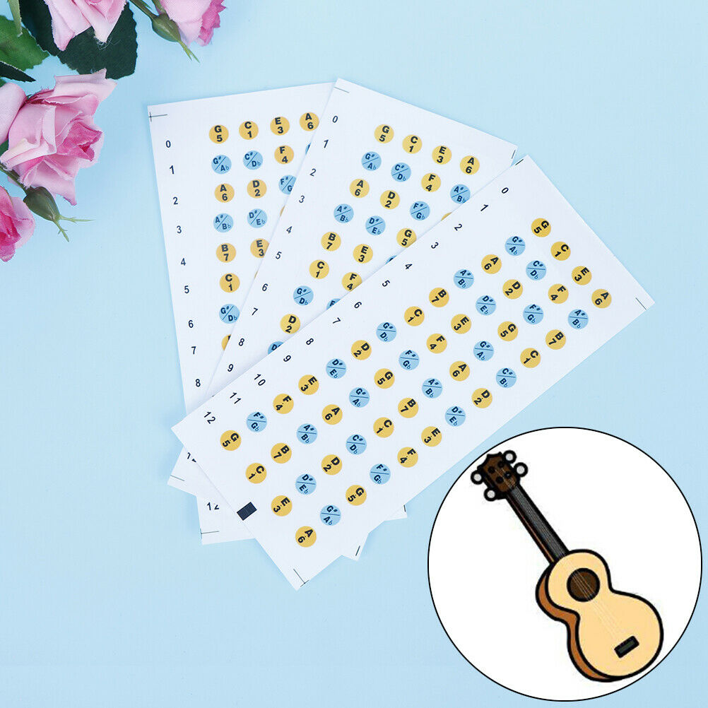 3 Pcs New Ukulele Fretboard Scale Labels Stickers For Beginners Learnin.l8