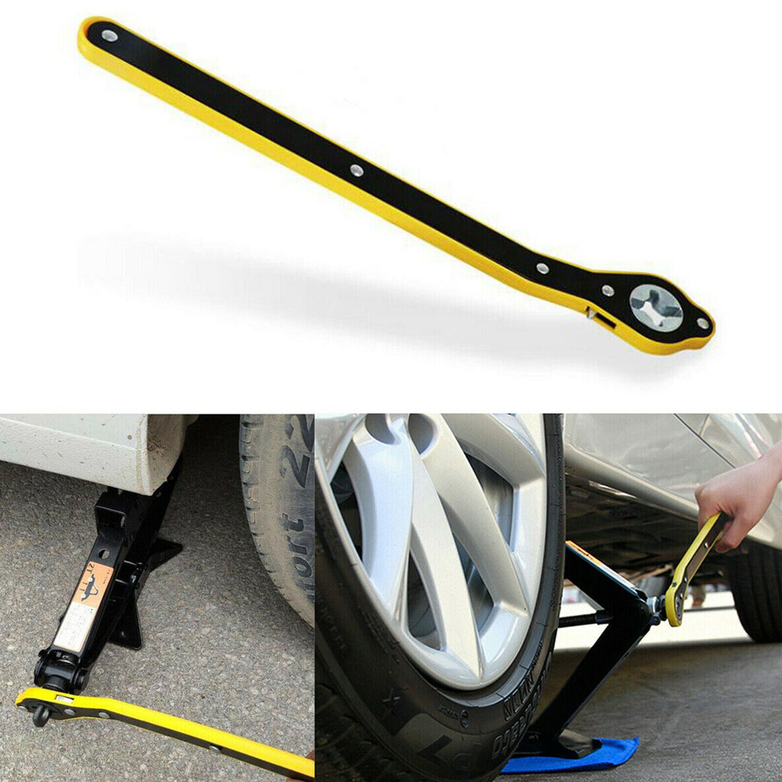 Car Jack Labor-Saving Ratchet Wrench Scissor Jack Garage Tire Wheel Lug Wrench