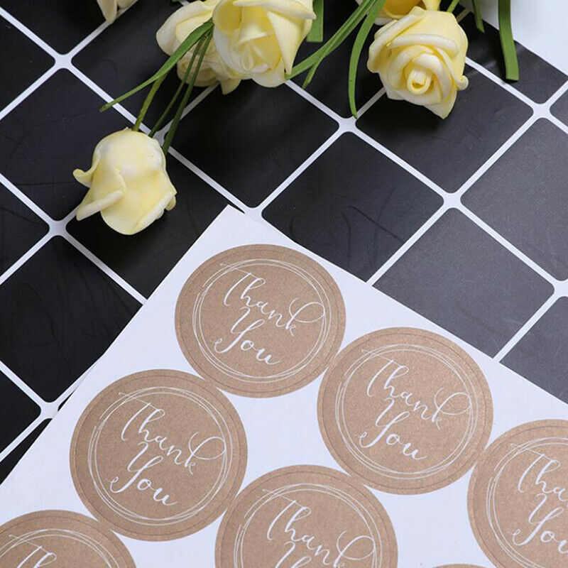 120Pcs Round Thank You Kraft Paper Stickers Cake Gift Packaging Labels Se.l8